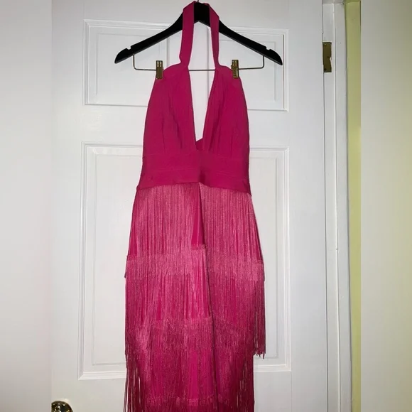green emerald velvet dress Pink Fringe Dress | Hot Pink Mini Tassel Dress
